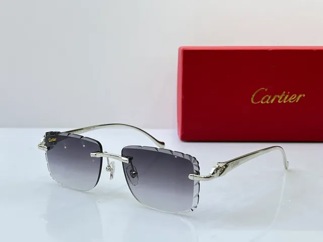 Cartier Panthère بدون إطار تدرج بني نظارات شمسية 5
