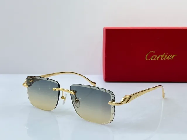 Cartier Panthère بدون إطار تدرج بني نظارات شمسية 6