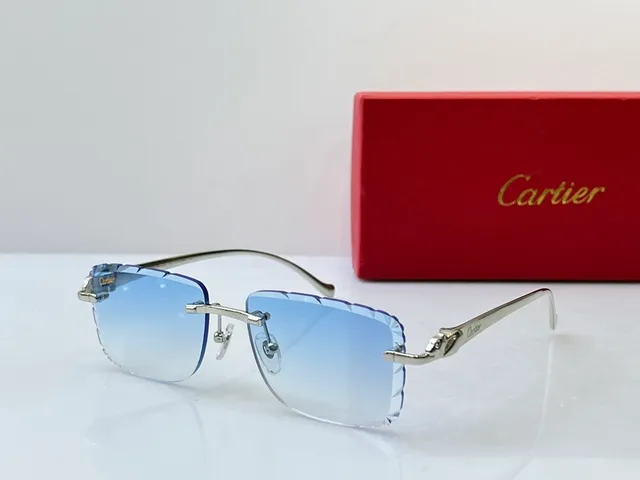 Cartier Panthère بدون إطار تدرج بني نظارات شمسية 8