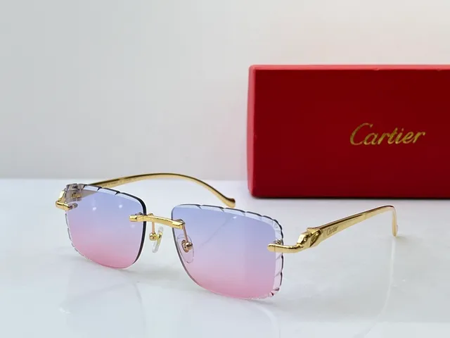Cartier Panthère بدون إطار تدرج بني نظارات شمسية 9