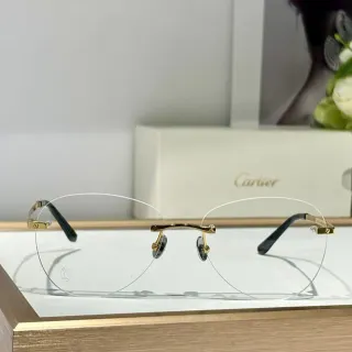 Cartier Transparent Gold Rimless Oval Optical Glasses