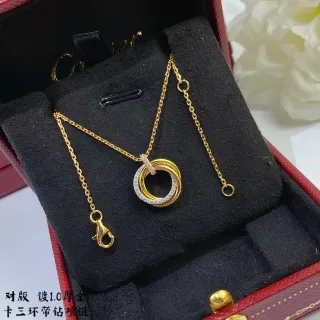 Cartier Trinity Pavé-Diamond Yellow Gold Necklace