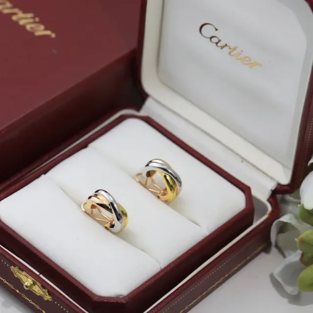 Cartier Trinity Brincos aro Tricolor Ouro 9