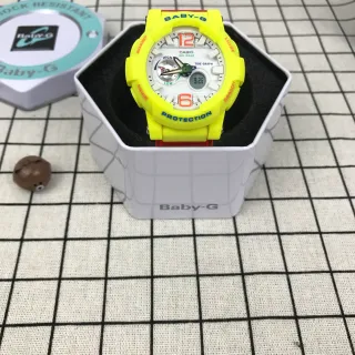Casio Baby-G হলুদ এবং লাল অ্যানালগ-ডিজিটাল স্পোর্টস ওয়াচ