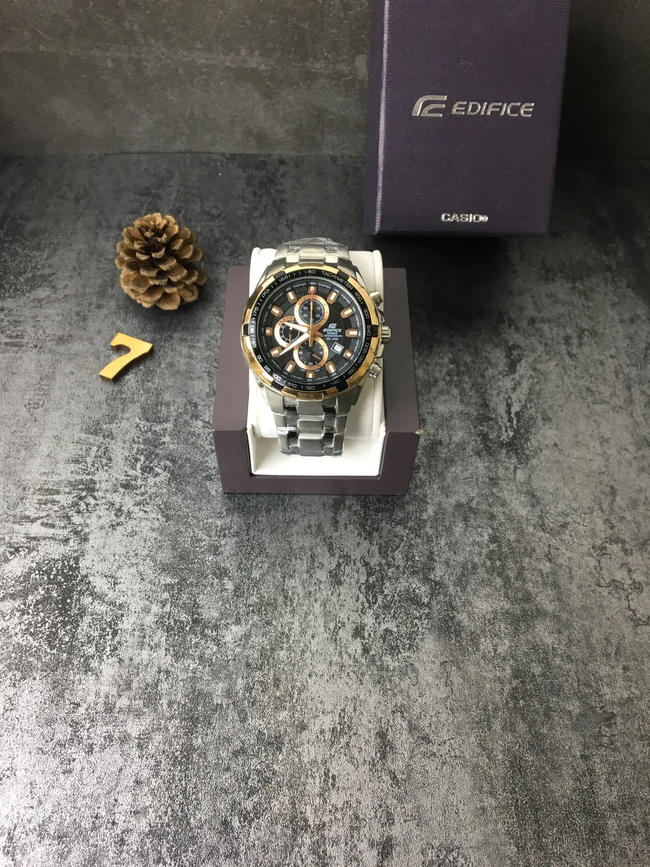 Casio Relógio Preto Dourado Bicolor Aço Inoxidável 2