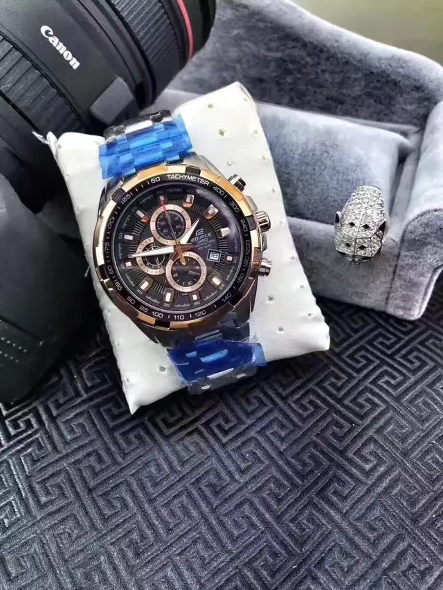 Casio Relógio Preto Dourado Bicolor Aço Inoxidável 11