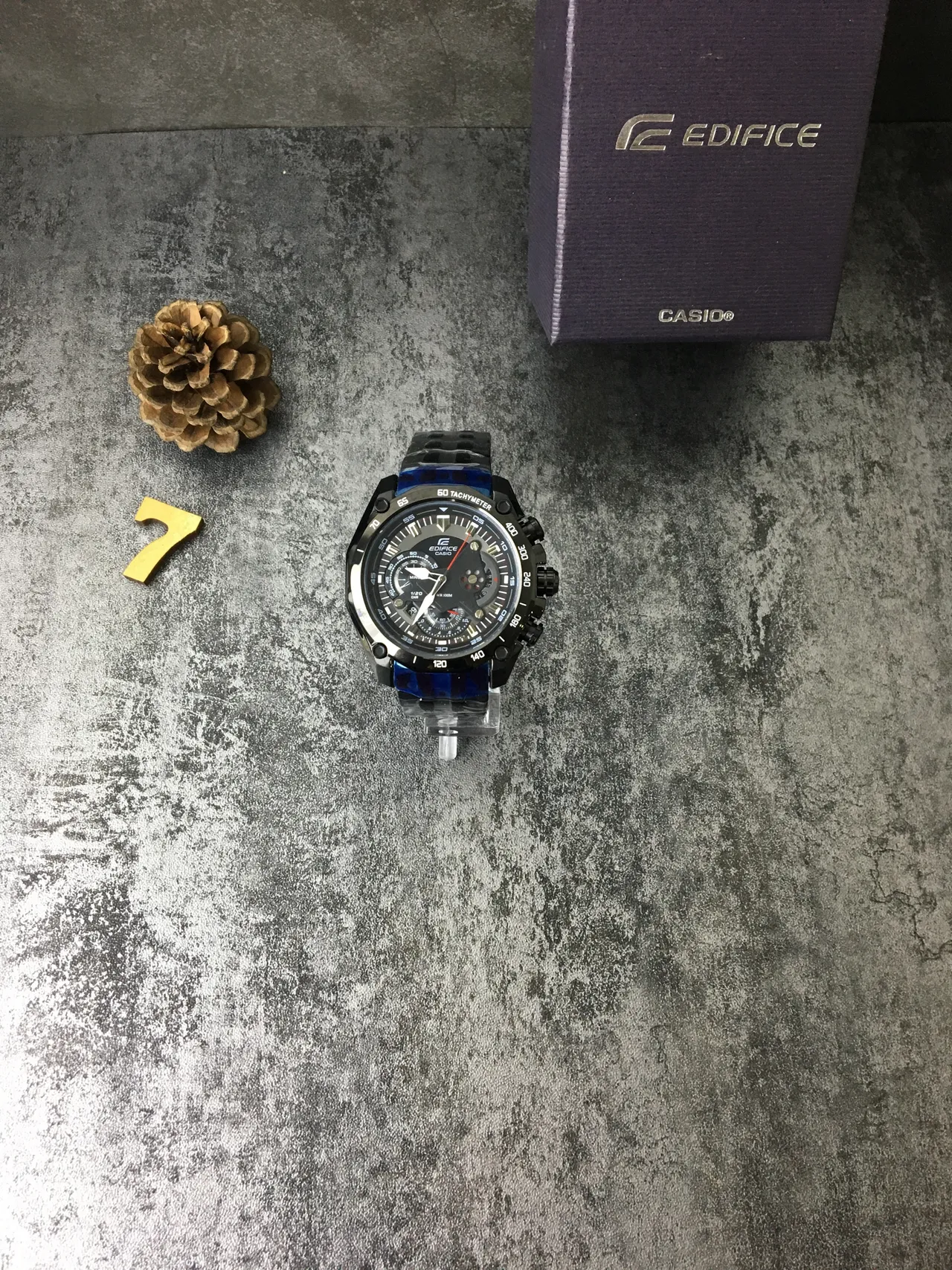 Casio Edifice Black Blue Chronograph Tachymeter Bezel Watch 5