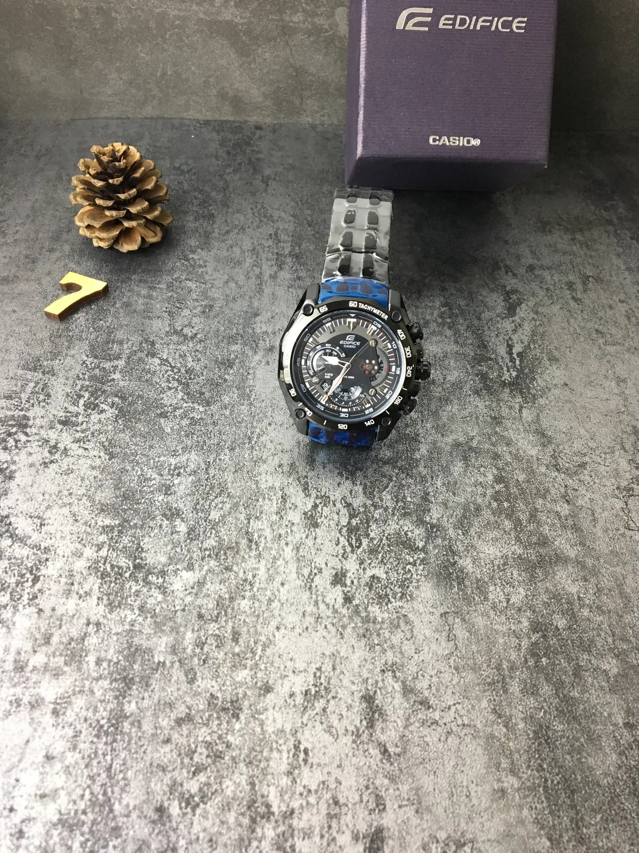 Casio Edifice Black Blue Chronograph Tachymeter Bezel Watch 6