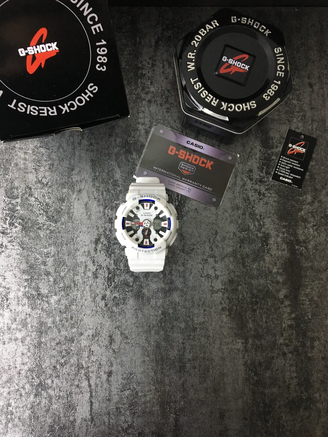 Casio G-Shock GA-100 White Blue Analog-Digital Sports Watch 2