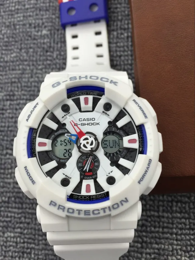 Casio G-Shock GA-100 White Blue Analog-Digital Sports Watch 7