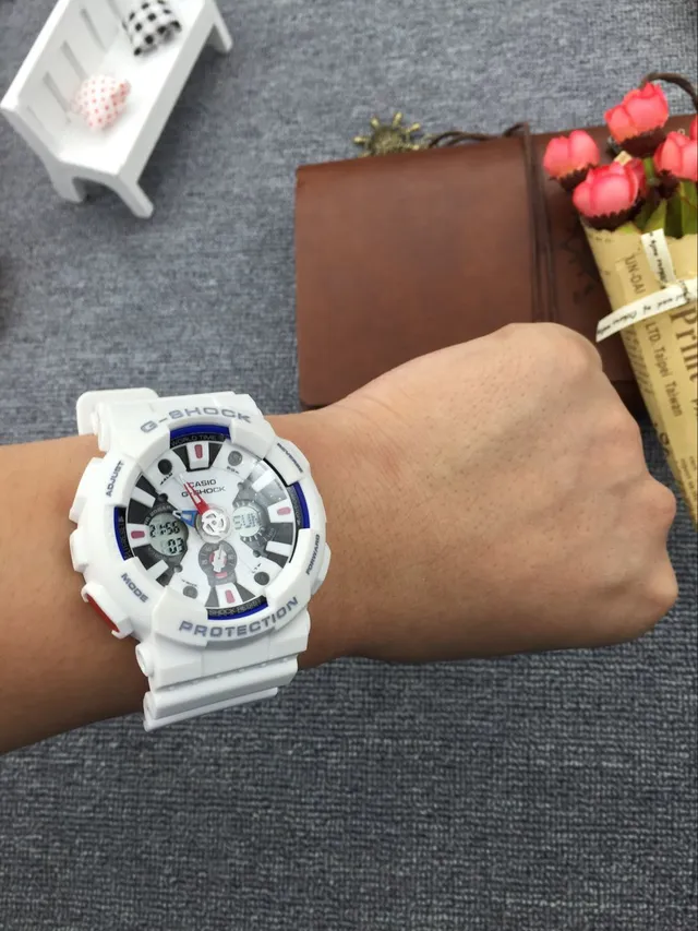 Casio G-Shock GA-100 White Blue Analog-Digital Sports Watch 9