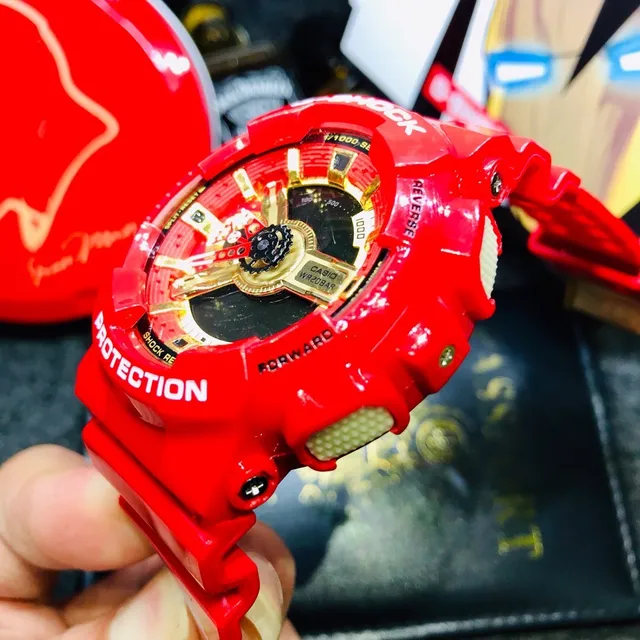 Casio G-Shock GA-110 ساعة رياضية حمراء وذهبية 5