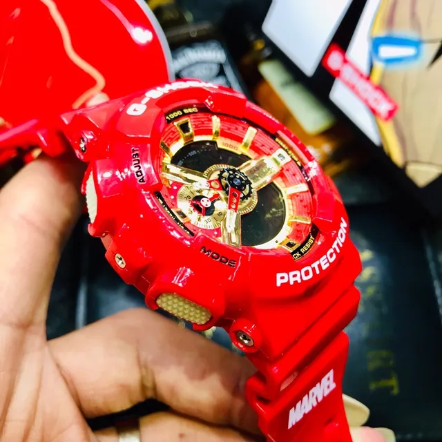 Casio G-Shock GA-110 ساعة رياضية حمراء وذهبية 6