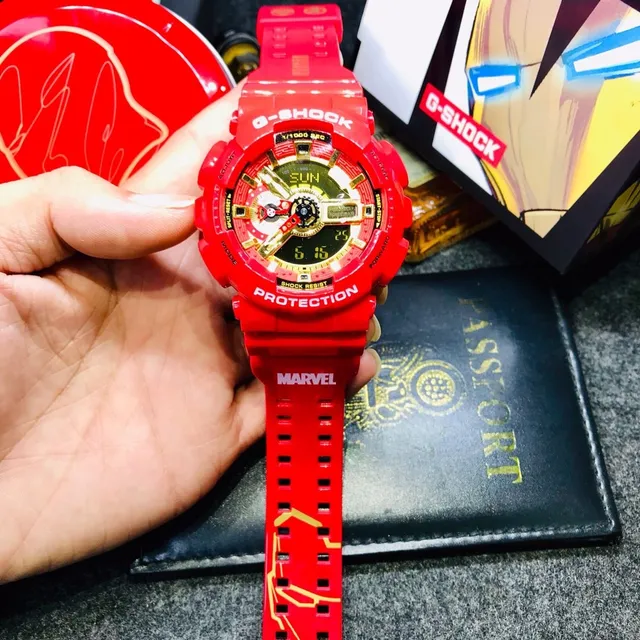 Casio G-Shock GA-110 ساعة رياضية حمراء وذهبية 8