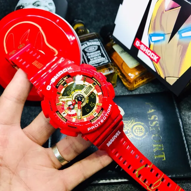 Casio G-Shock GA-110 ساعة رياضية حمراء وذهبية 9