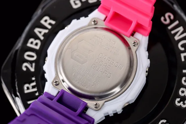Casio G-Shock GA-2100 Montre sportive Blanc Rose Violet 5