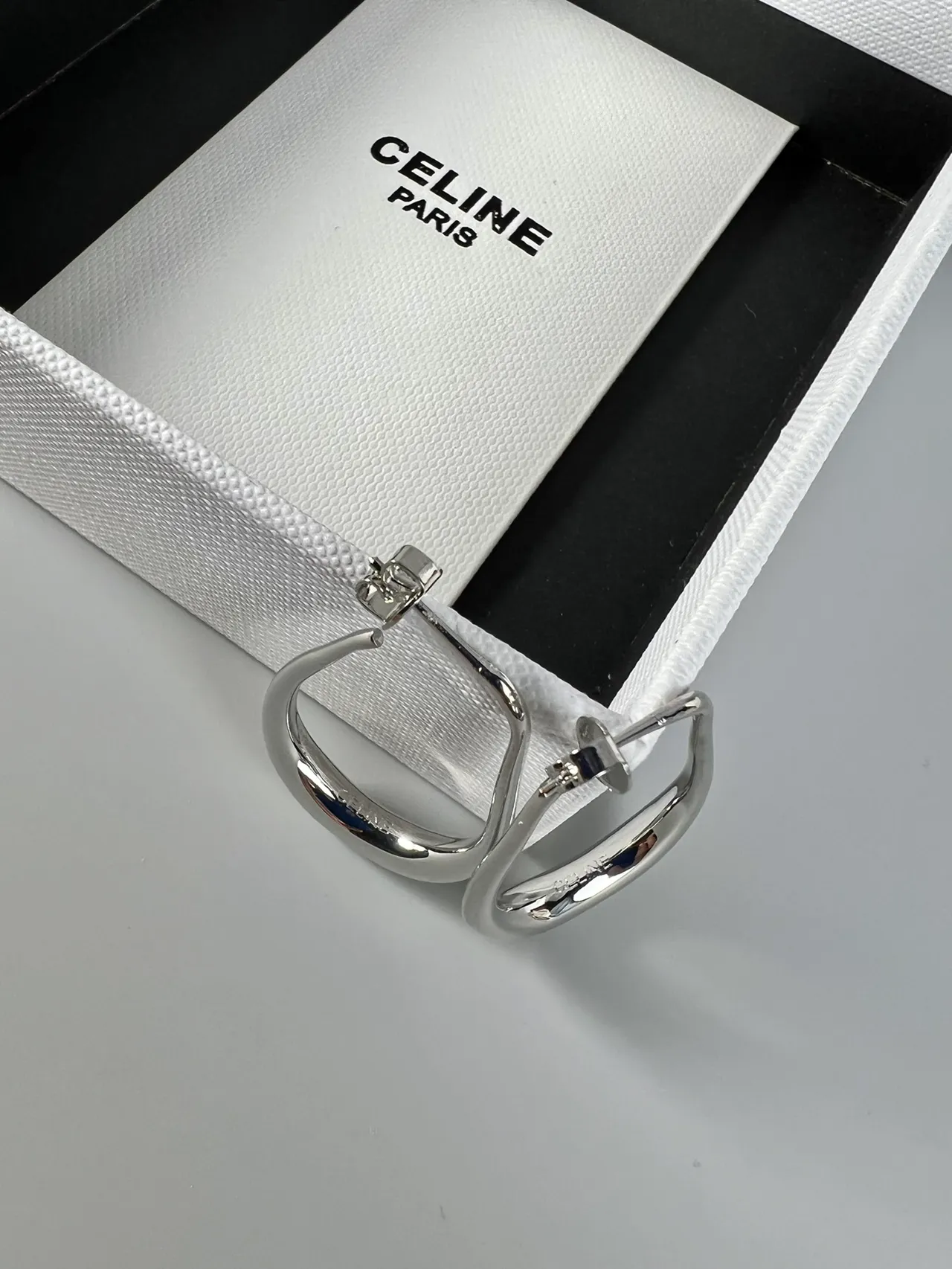 Celine Asymmetrical Teardrop Hoop Earrings 3