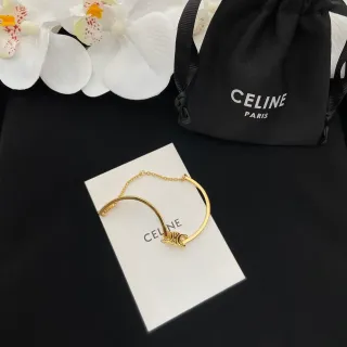 Celine Ava Gold Black Open Bangle Bracelet