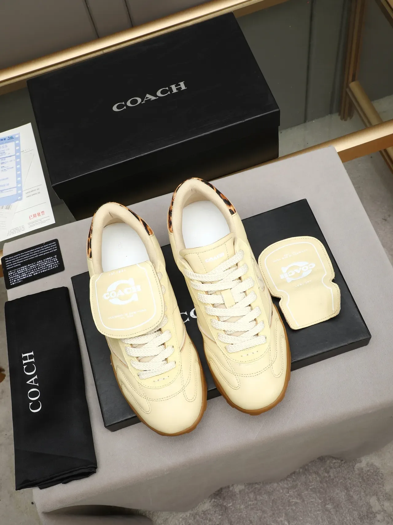Celine Beige Marrón Low-Top Cuero-Ante Mezcla Lifestyle Sneakers 2