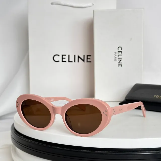Celine Black Brown Oval Frame Acetate Construction Sunglasses 6