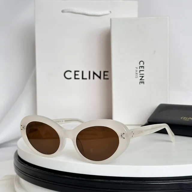 Celine Black Brown Oval Frame Acetate Construction Sunglasses 8