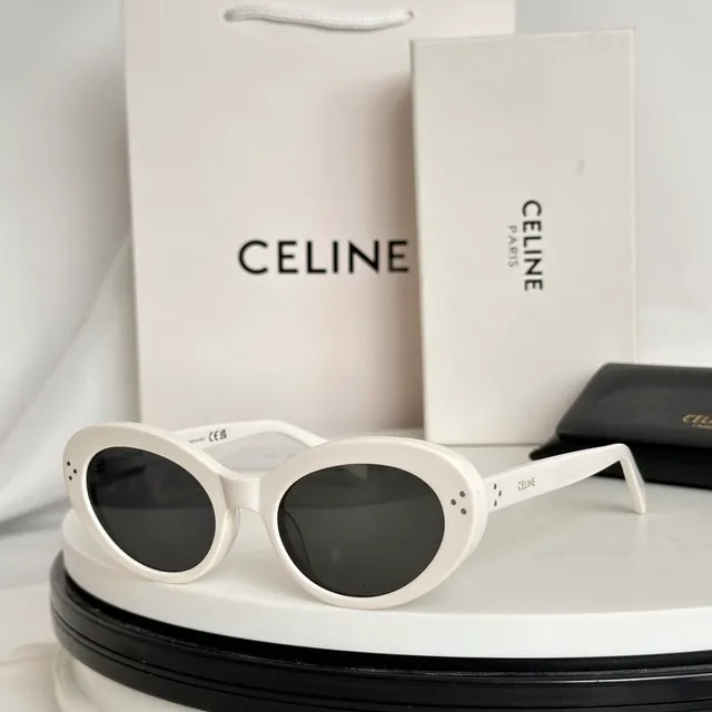 Celine Black Brown Oval Frame Acetate Construction Sunglasses 9