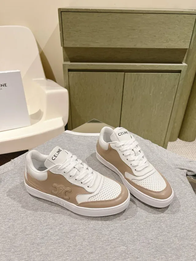 Celine CT-01 Tênis lifestyle de couro perfurado bicolor 4