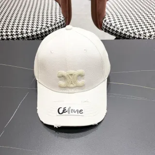Celine Double-C Embroidered Distressed Baseball Cap