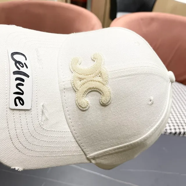 Celine Double-C Embroidered Distressed Baseball Cap 4