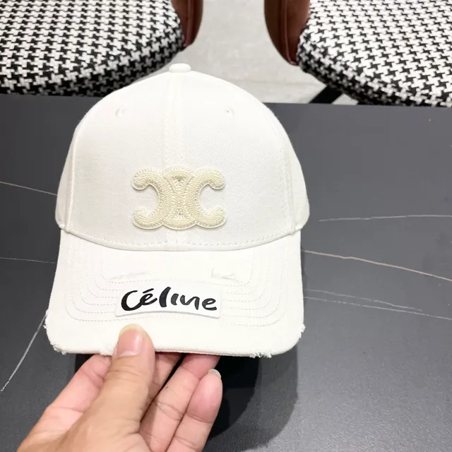 Celine Double-C Embroidered Distressed Baseball Cap 6