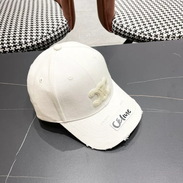 Celine Double-C Embroidered Distressed Baseball Cap 8