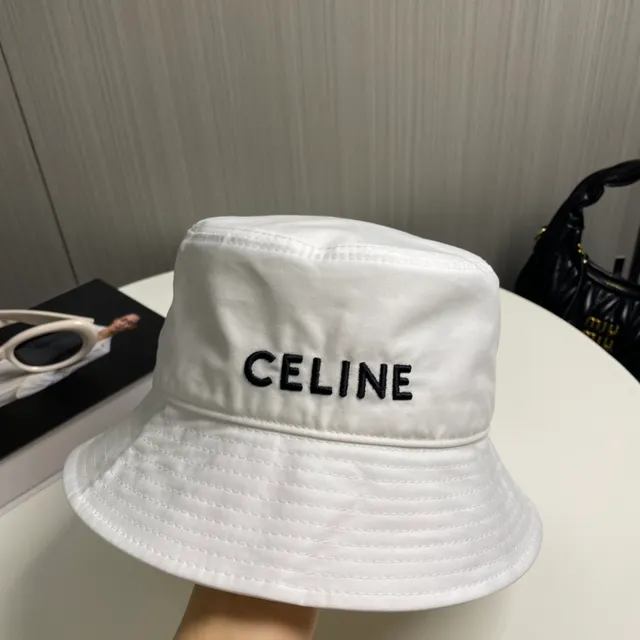 Celine Embroidered Logo White Bucket Hat 3