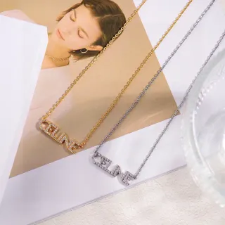 Celine Logo Pendant Necklace Gold and Silver Pavé Crystal Necklaces