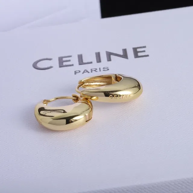 Celine Sculpted Crescent Hoop Earrings 3