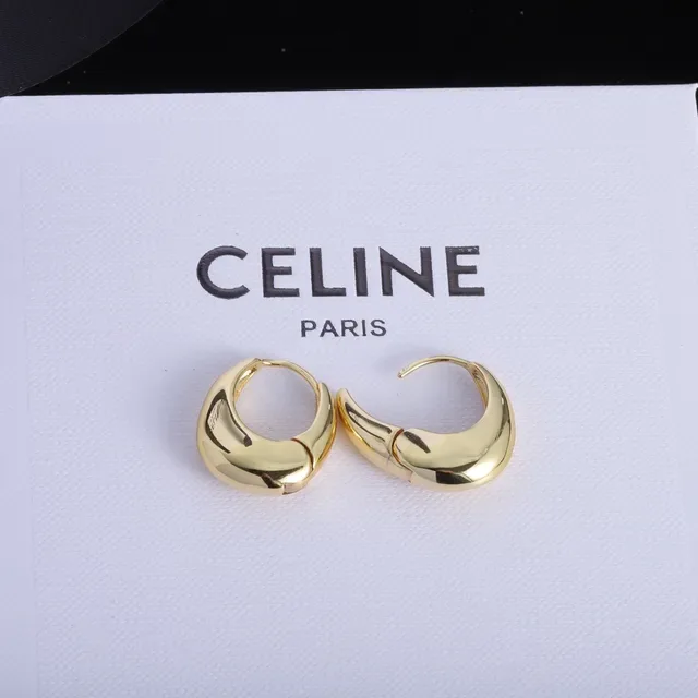 Celine Sculpted Crescent Hoop Earrings 4