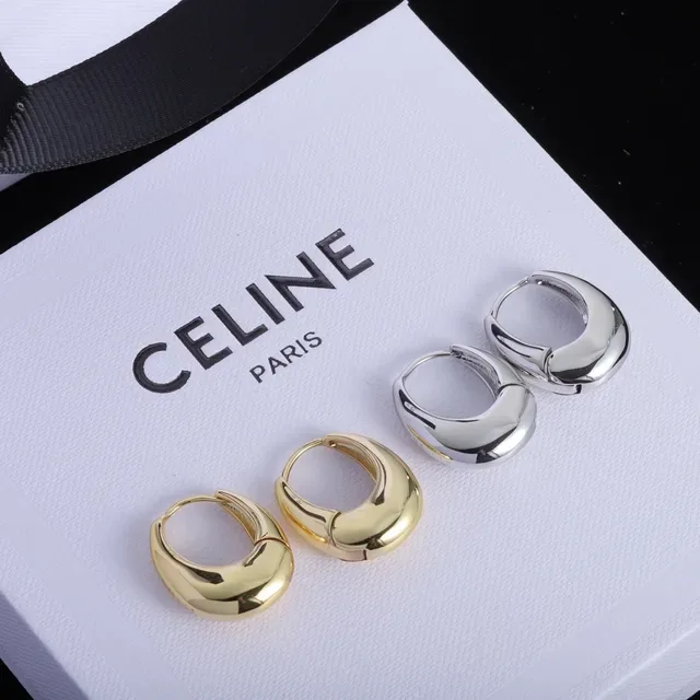 Celine Sculpted Crescent Hoop Earrings 5