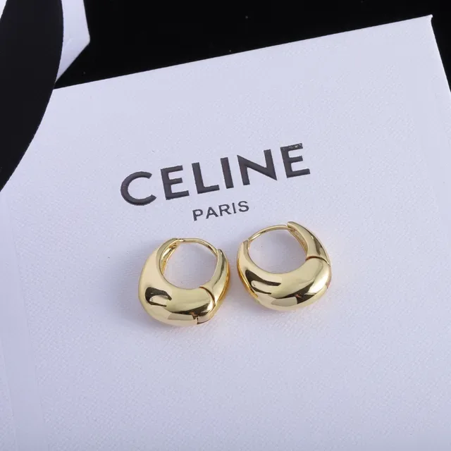 Celine Sculpted Crescent Hoop Earrings 6