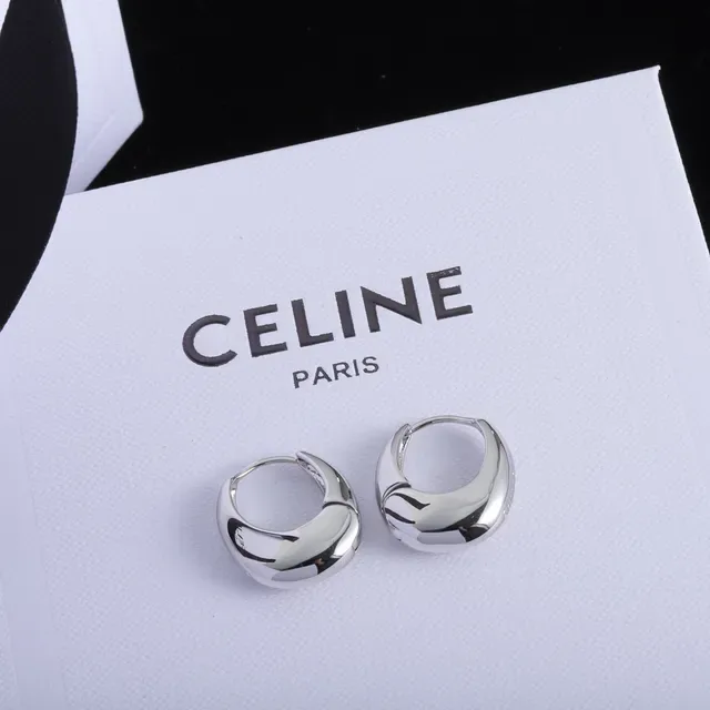 Celine Sculpted Crescent Hoop Earrings 7