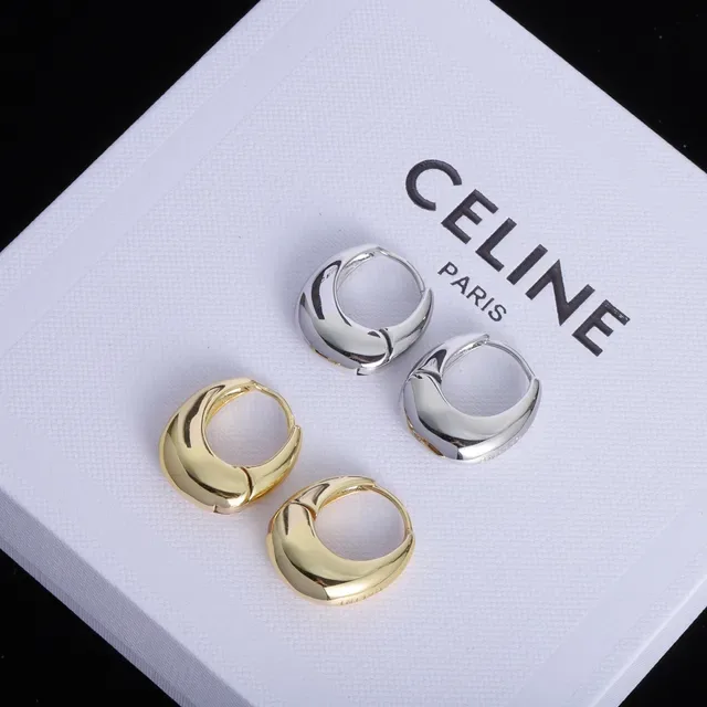 Celine Sculpted Crescent Hoop Earrings 8