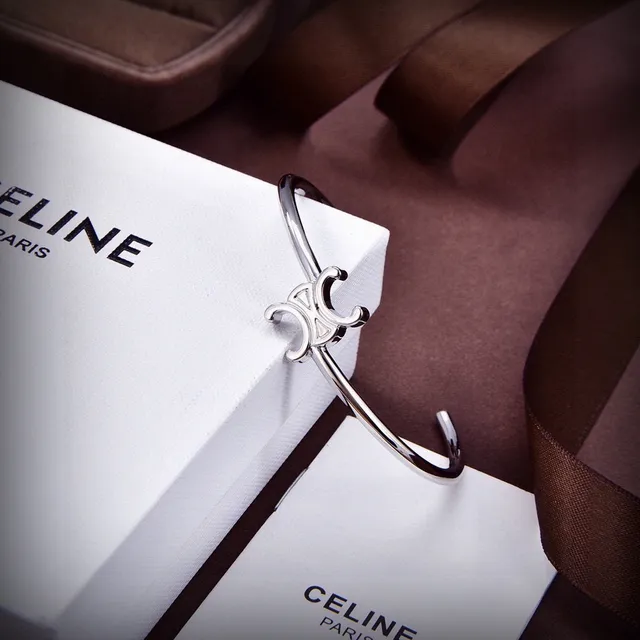 Celine Silver Polished Open Cuff Bracelet 4
