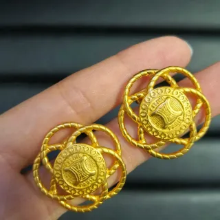 Celine Triomphe-Inspired Rope Ring Medallion Earrings