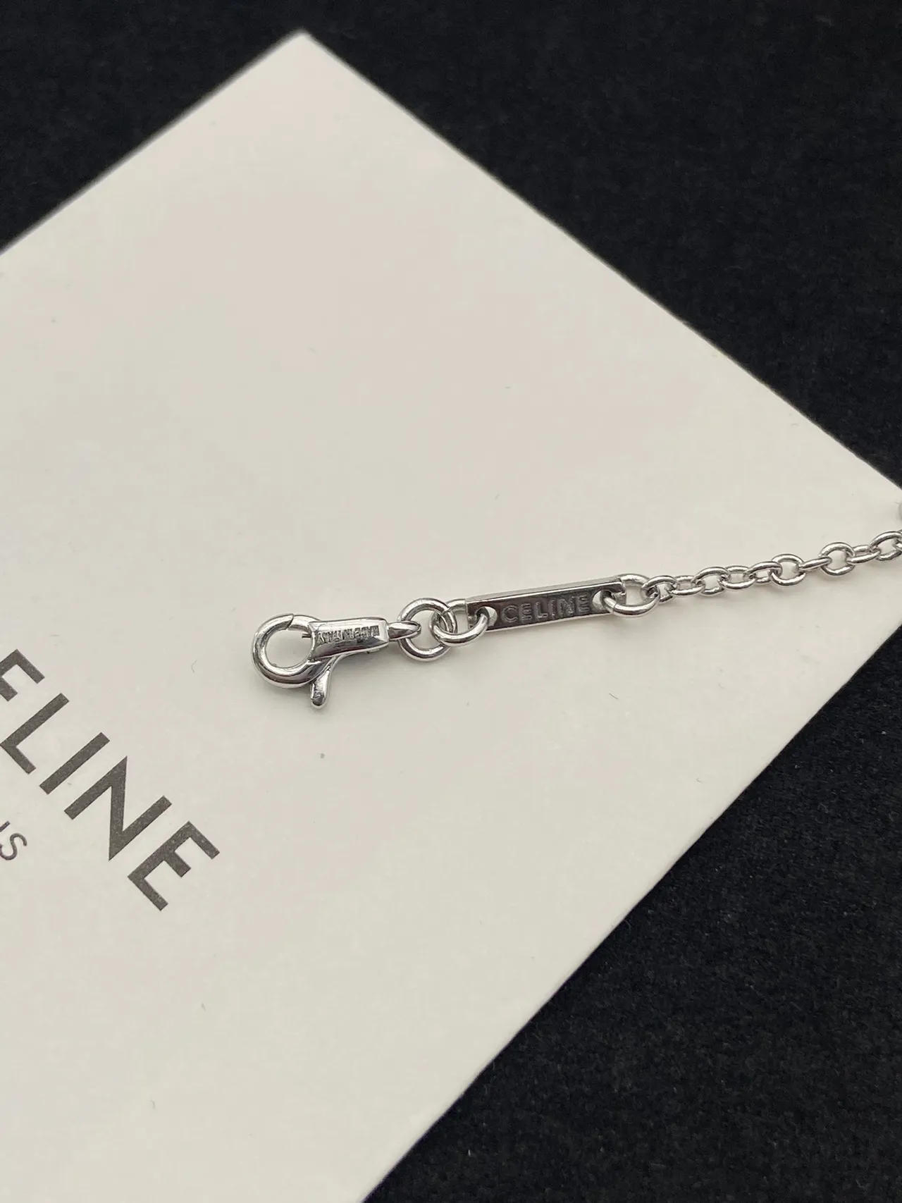 Celine Triomphe Silver Logo Motif Chain Bracelet 2