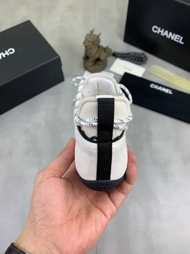 Chanel Beige Black Suede Upper Speckled Rope Laces Lifestyle Sneakers 3