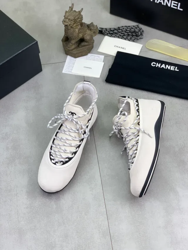 Chanel Beige Black Suede Upper Speckled Rope Laces Lifestyle Sneakers 5
