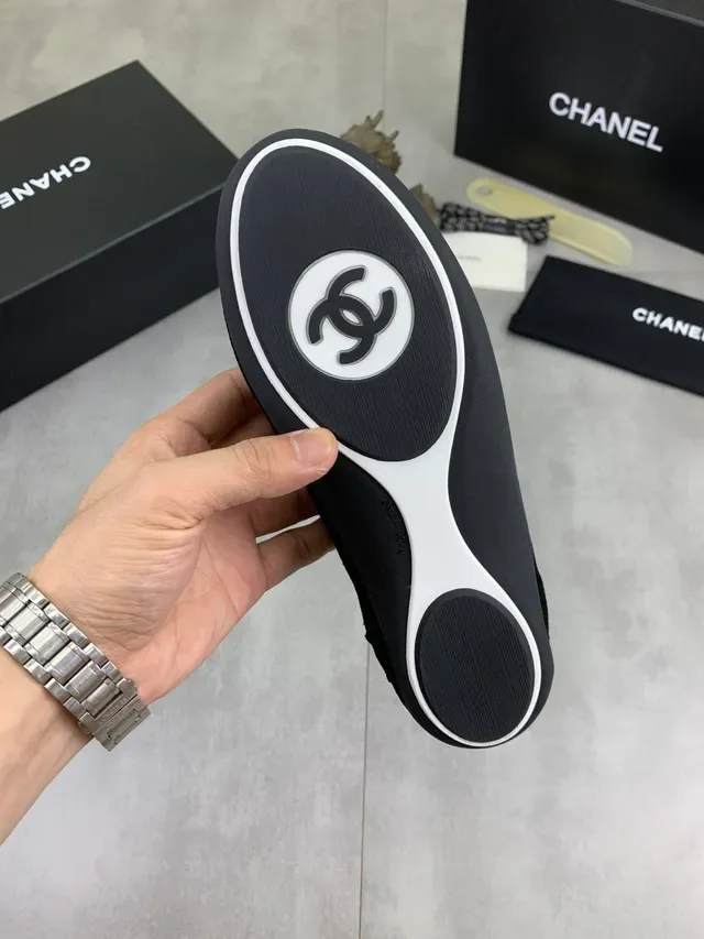 Chanel Black and White Suede Textile Contrast Lifestyle Sneaker 3