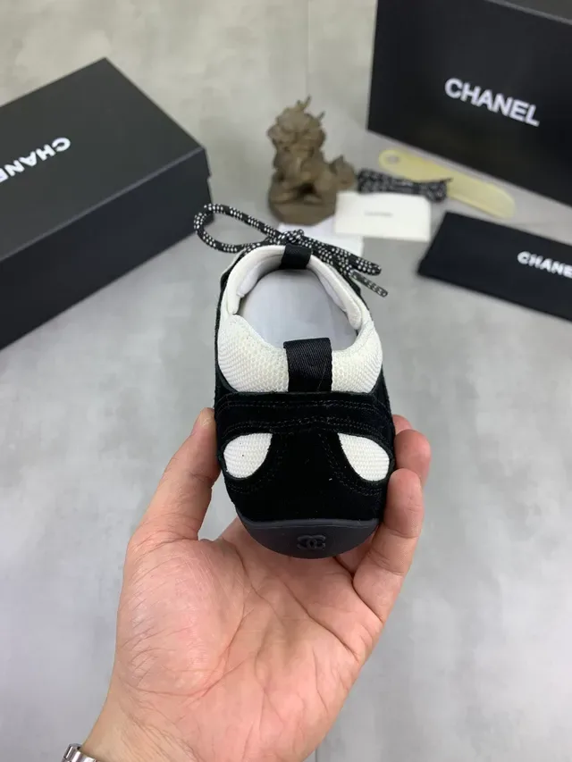 Chanel Black and White Suede Textile Contrast Lifestyle Sneaker 4