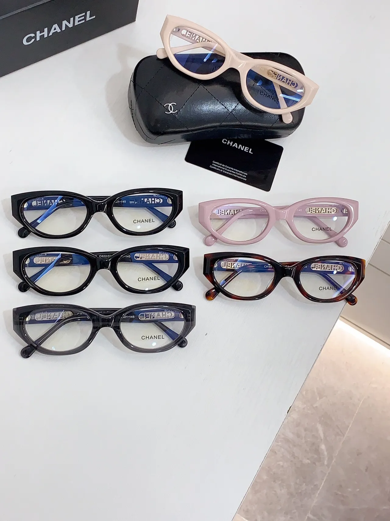 Chanel Black Gold Glossy Acetate Rectangular Frame Optical Glasses 3