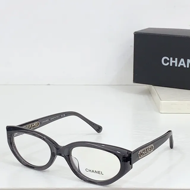Chanel Black Gold Glossy Acetate Rectangular Frame Optical Glasses 4