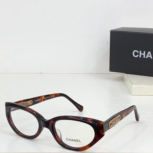Chanel Black Gold Glossy Acetate Rectangular Frame Optical Glasses 6