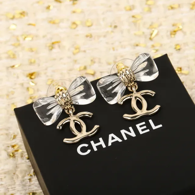 Chanel Bow and CC Logo Crystal Earrings 7